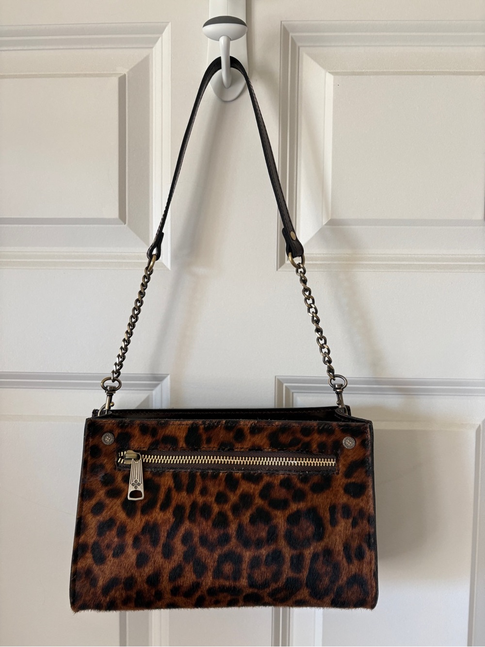 Patricia Nash Leopard Haircalf Shoulder Bag in Brown and Black